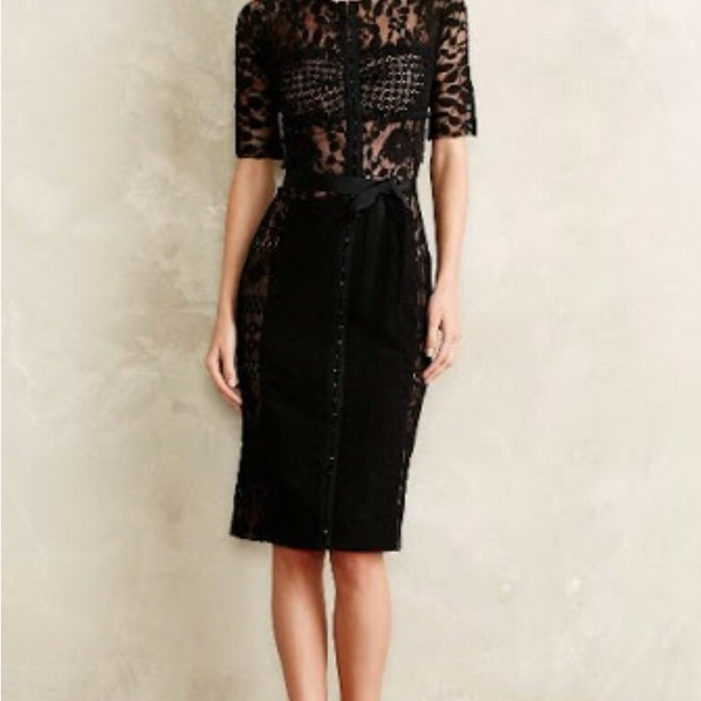 NWT Anthropologie beguile by Bryon Lars Black Lace Carissima Dress - Picture 2 of 6